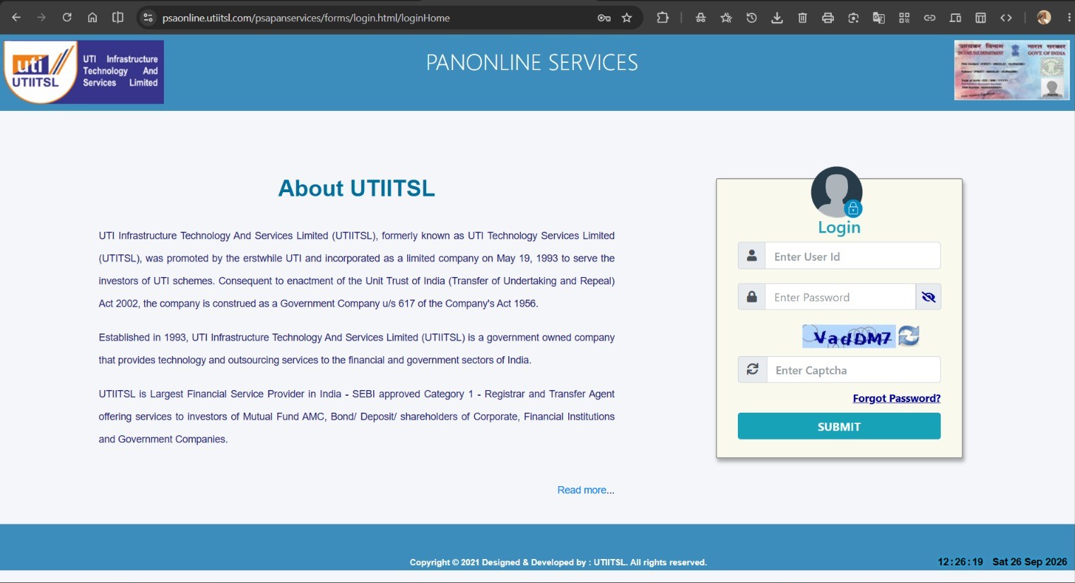UTI Portal Dashboard